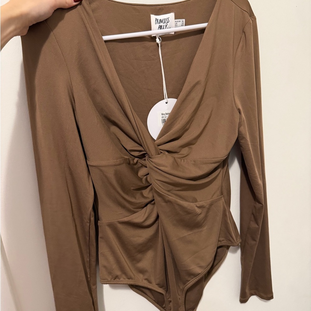 Princess Polly NWT Brown Long sleeve Bodysuit